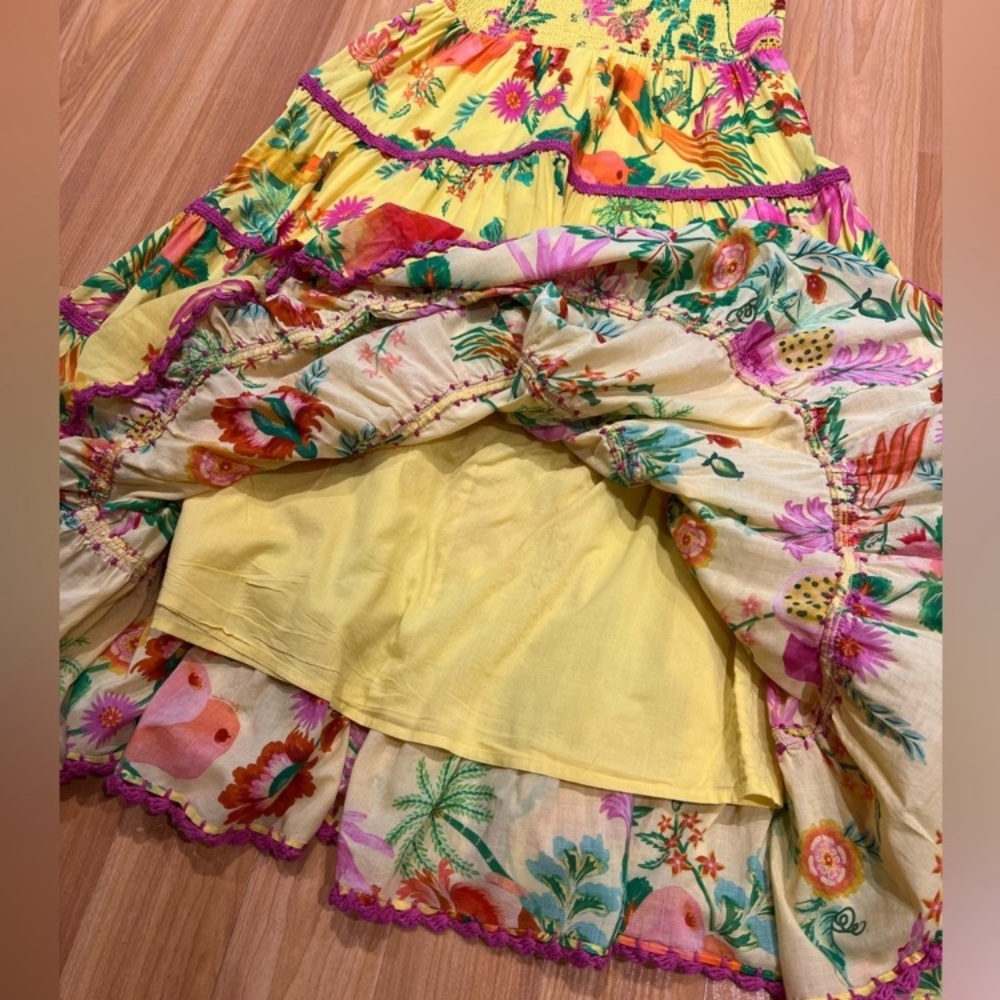 FARM Rio Strapless Yellow Floral Dress - Picture 6 of 9
